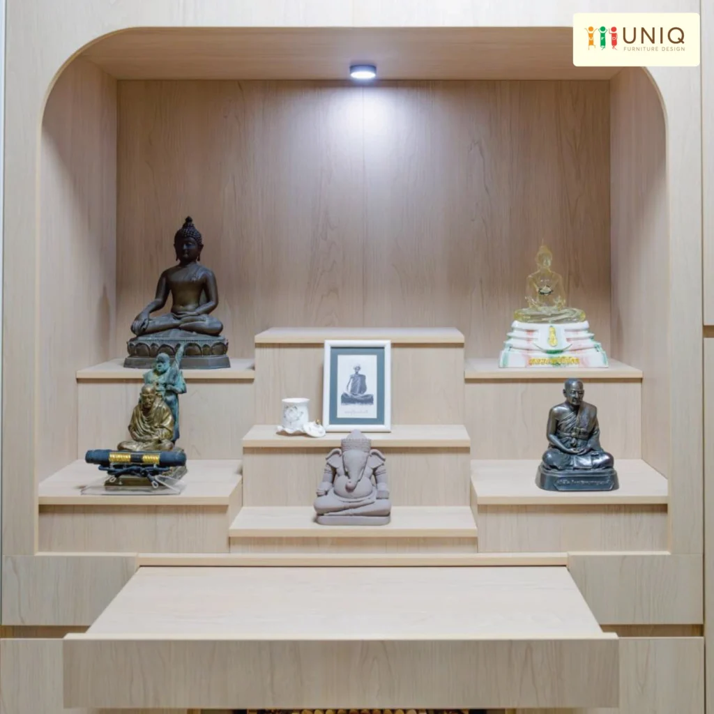 บิ้วอินบ้าน หิ้งพระพร้อมลิ้นชักคุณแซกคุณเกด