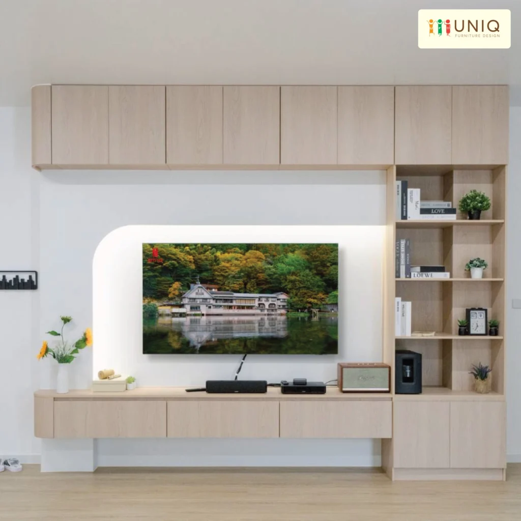 บิ้วท์อินบ้าน ตู้TVมุมโค้ง คุณแซกคุณเกด