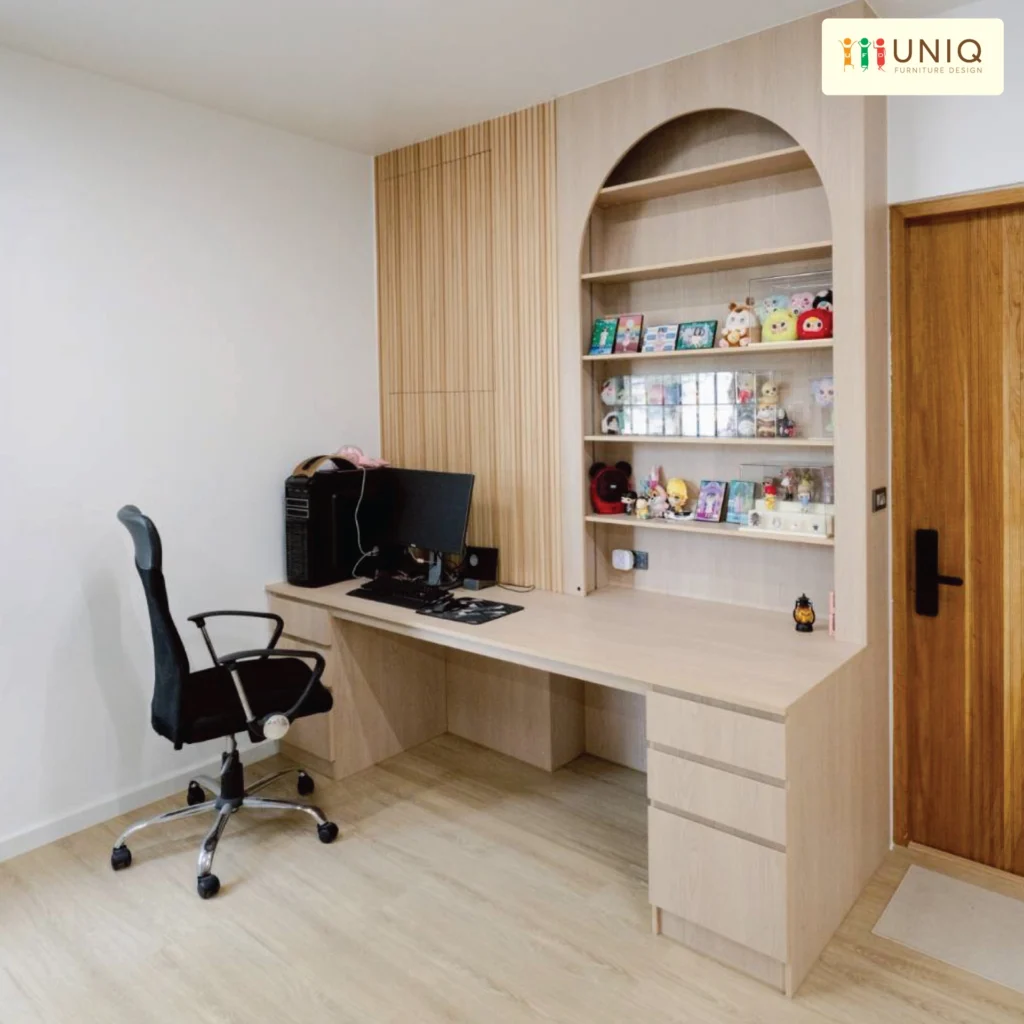 บิ้วท์อินบ้าน โต๊ะทำงานตู้โค้ง คุณแซกคุณเกด